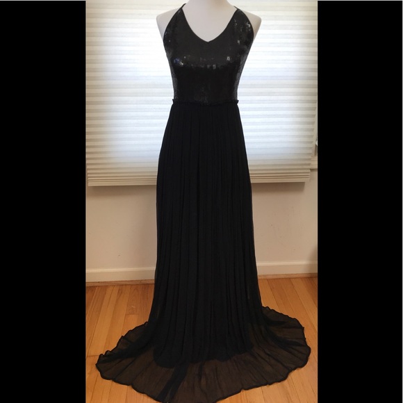 Black Sequin Chiffon Dress